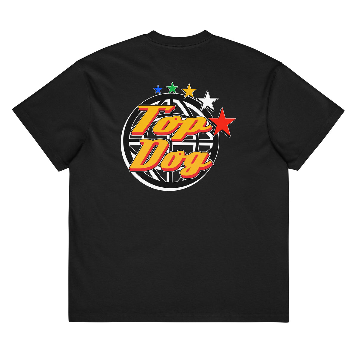 Top Dog Shooting Star box tee in black, back view