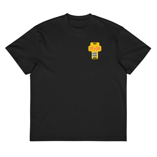 Top Dog TAG box tee in black, front view