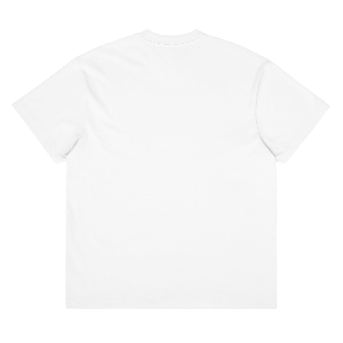 Top Dog Action Green box tee in white, back view