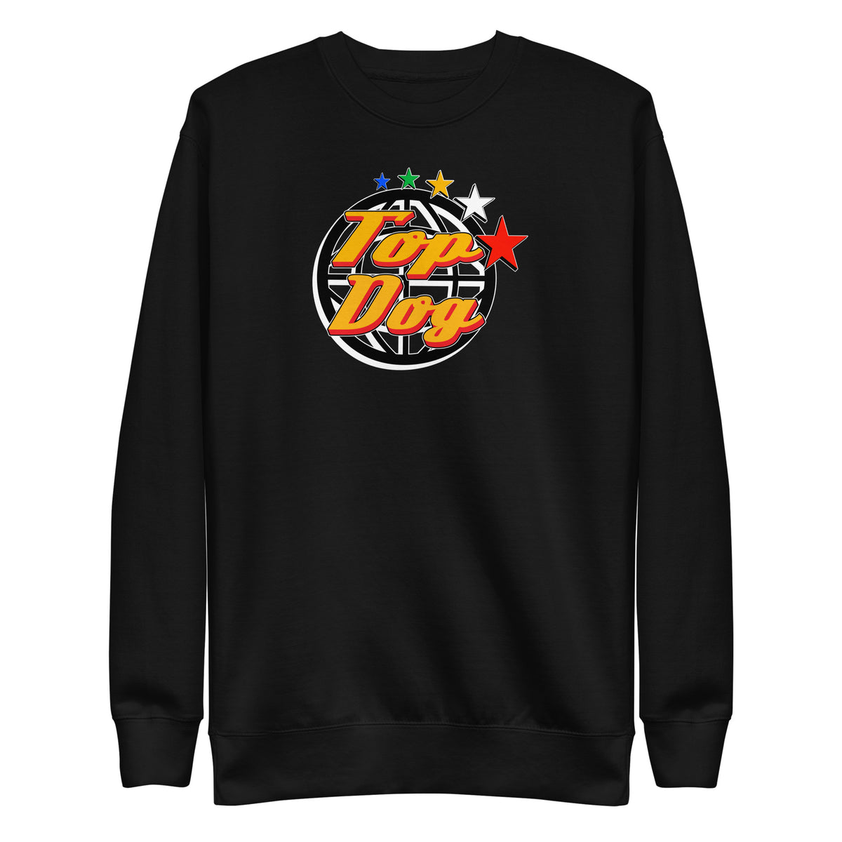 Top Dog Shooting Star sweater in black, front view