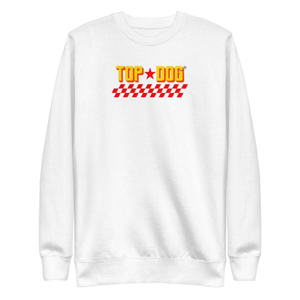 Top Dog Racing sweater in white, front view